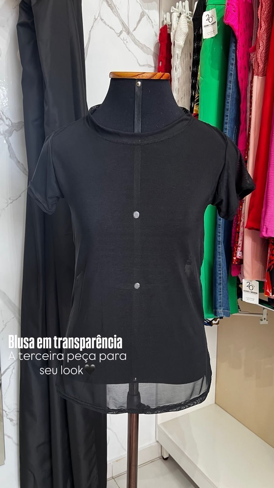 Blusa Transparente Manga Curta