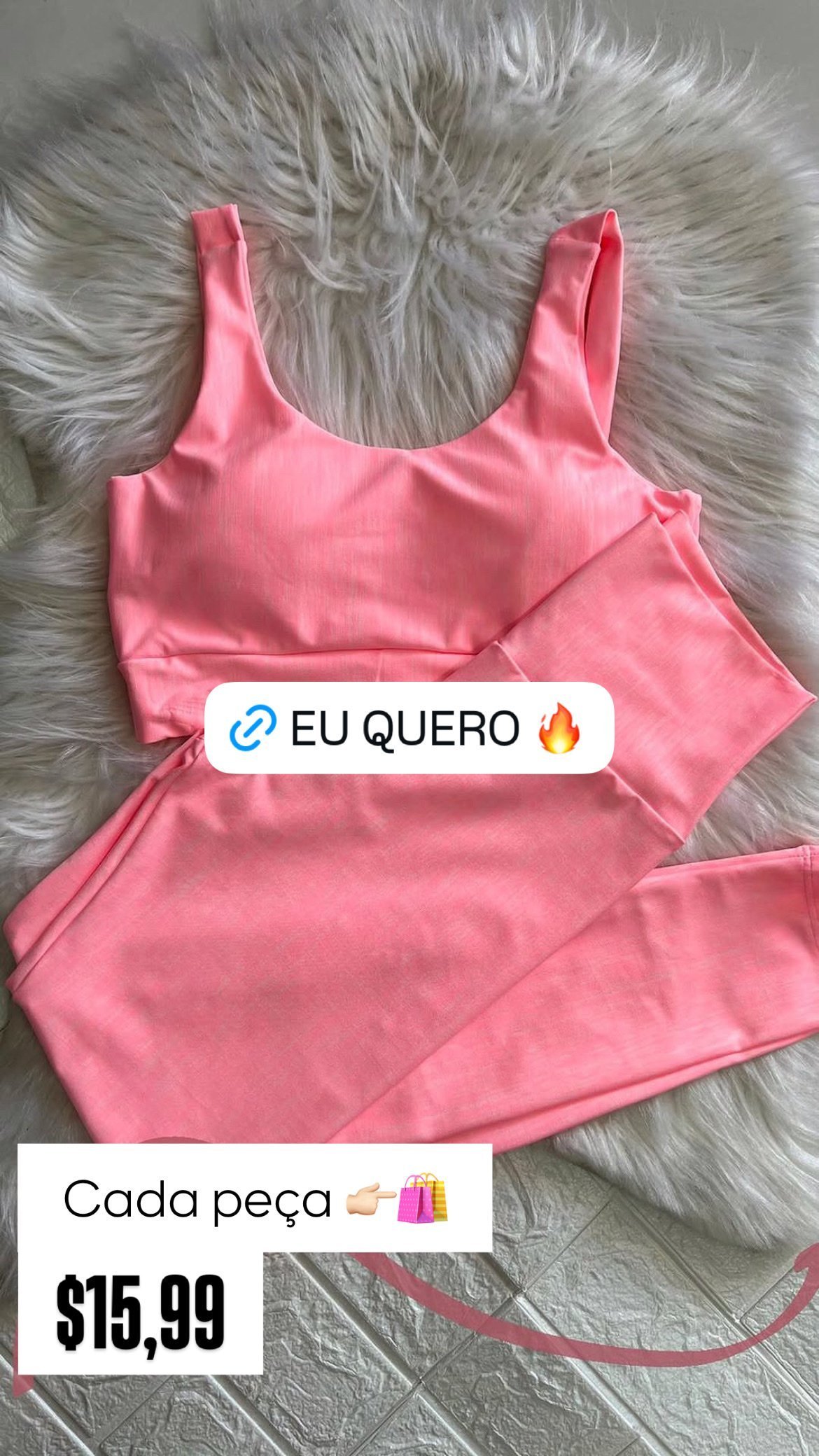 (PROMOÇÃO) CADA PEÇA do Conjunto Rosa Neon