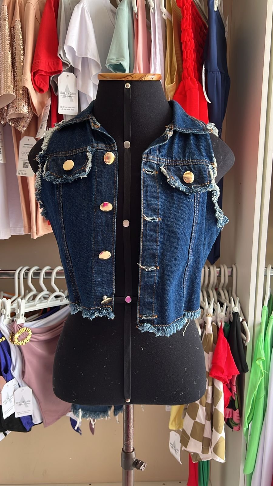 Colete Jeans Cropped