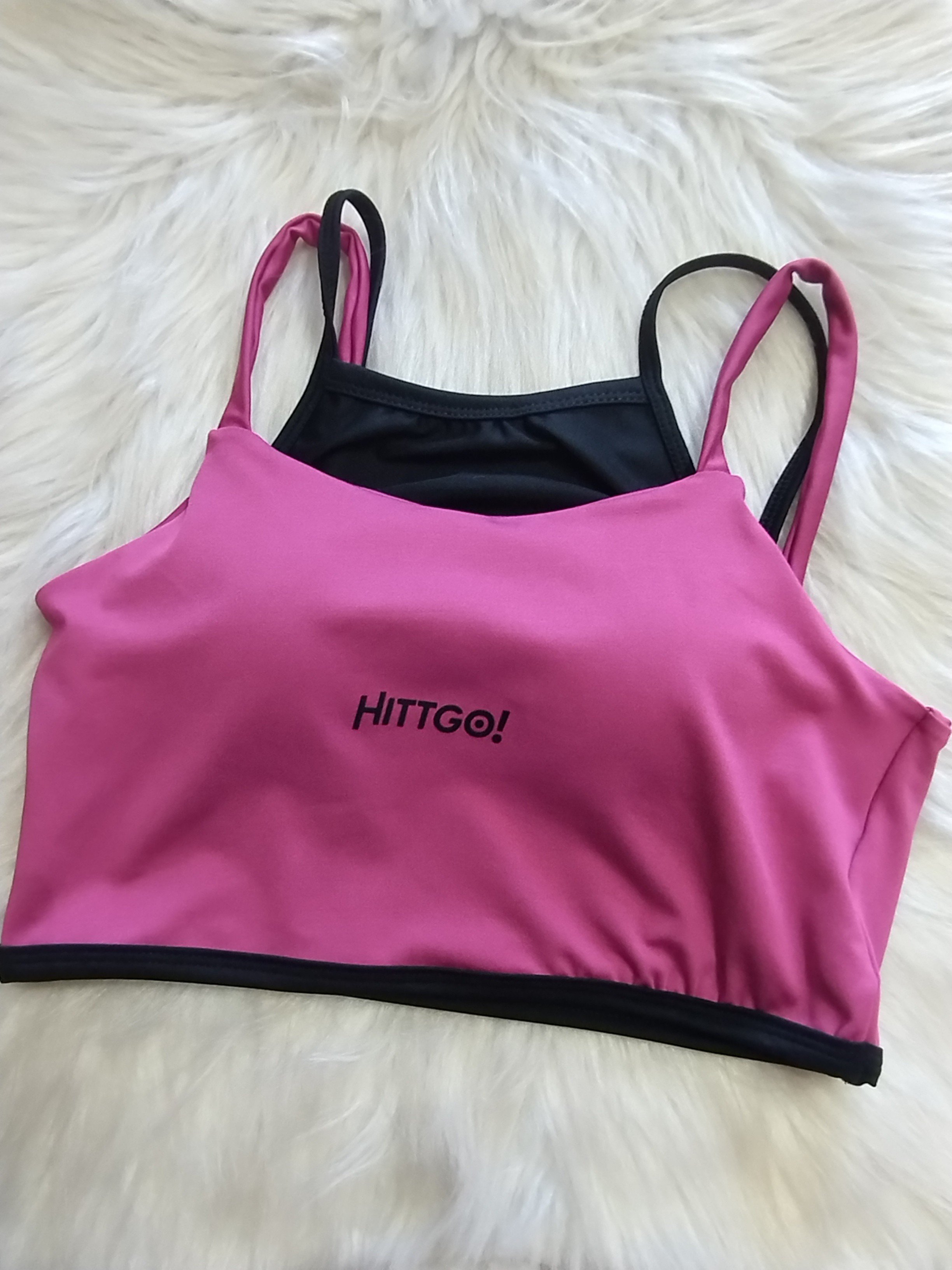 Top Fitness HITTGO! Rosa e Preto