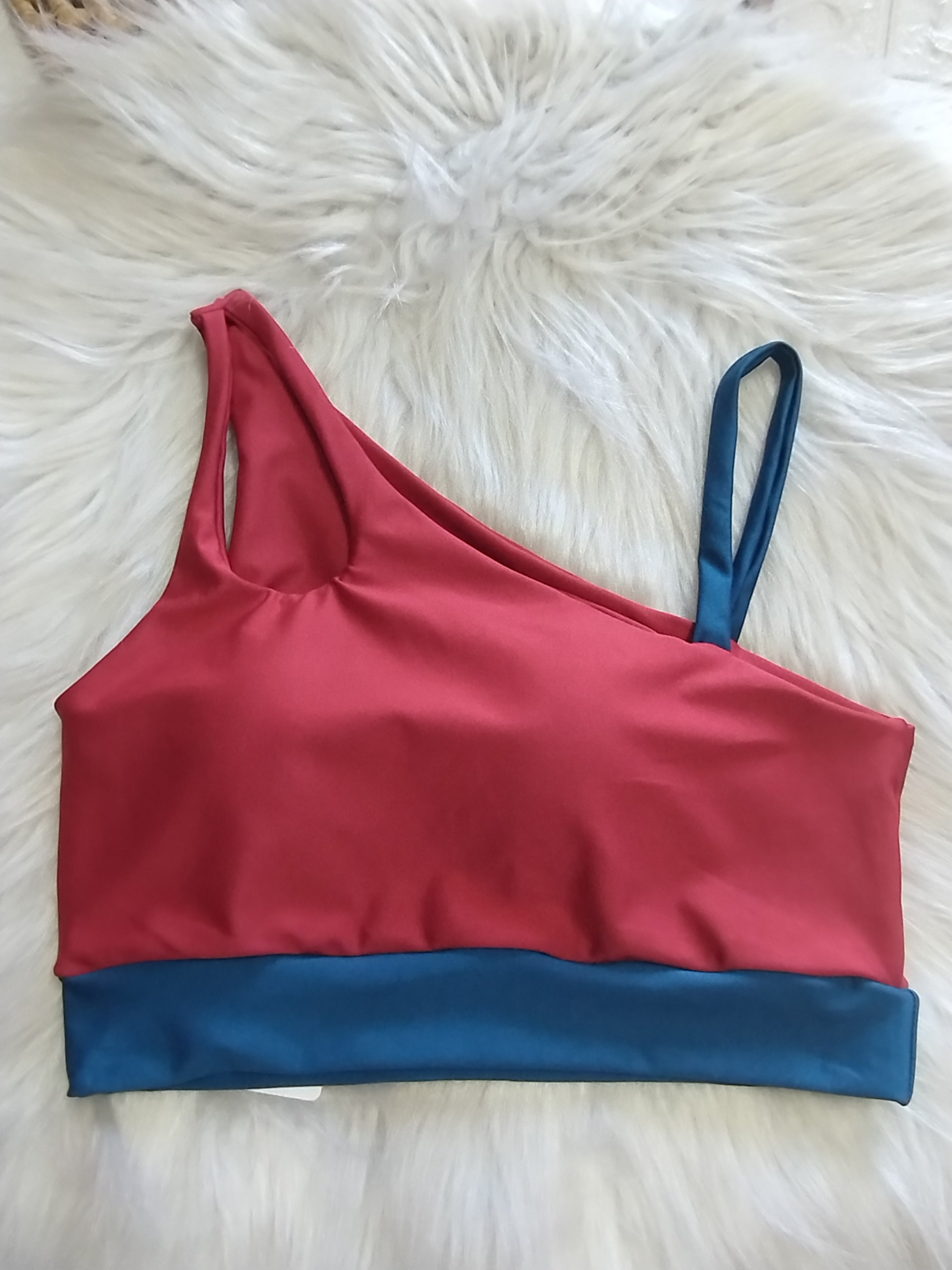 Top Fitness Um Ombro Só Bicolor