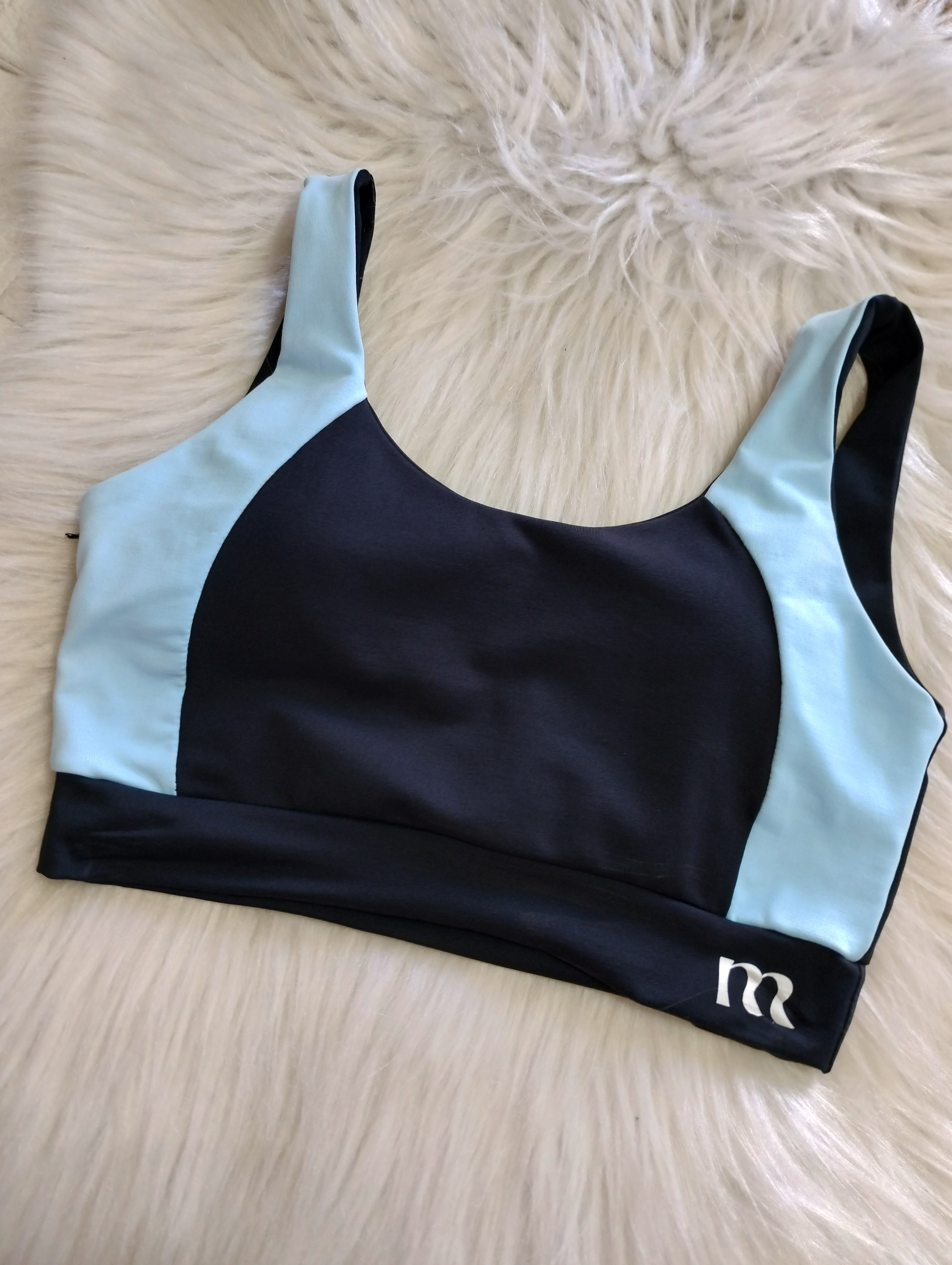 Top Fitness Bicolor Azul e Preto